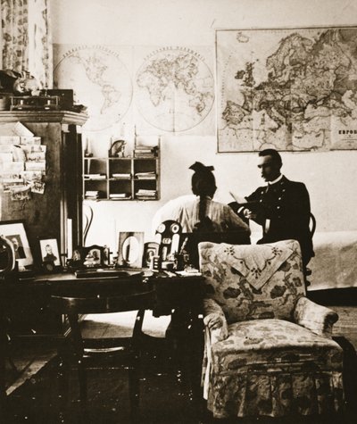Princess Sophie Trubetskoy with her teacher, mid 1890s by Russian Photographer
